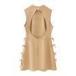 画像2: Women's side bow mini dress　シンプルサイドリボンノースリーブドレスワンピース (2)