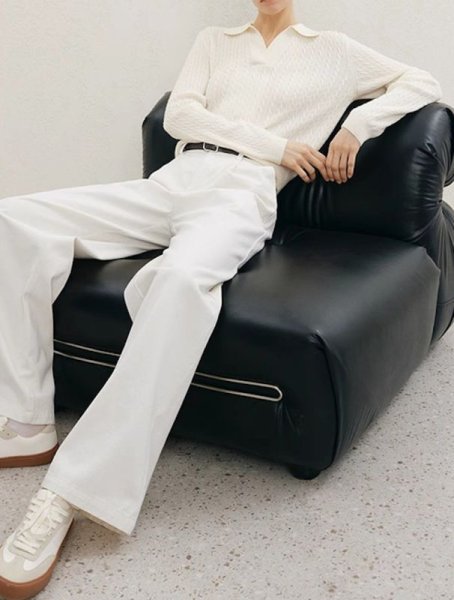 画像4: Women's Simple POLO Collar Pullover Sweater シンプルポロカラープルオーバーセーター (4)