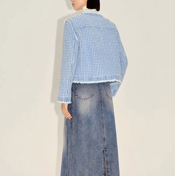 画像5:  Blue Small Fragrance French Style Short Jacket　ブルースモールフレグランスフリンジショートジャケット (5)