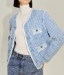 画像1:  Blue Small Fragrance French Style Short Jacket　ブルースモールフレグランスフリンジショートジャケット (1)