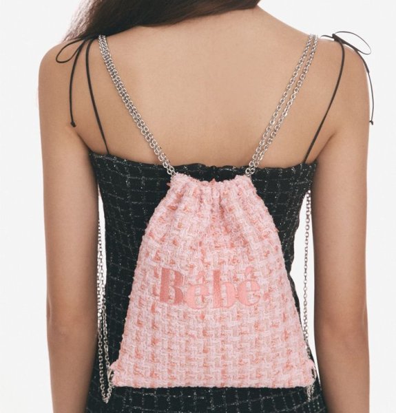 画像6: Tweed Drawstring Chain Backpack Mini Backpack Tote Shoulder bag　ツイードチェーンミニバックパックトートショルダバッグ (6)