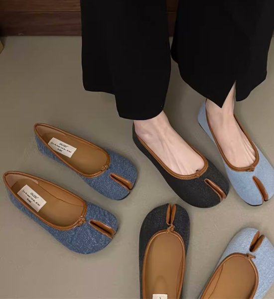 画像7: denim flat tabi pumps slip-on shoes　デニム フラット足袋たびパンプス バレーシューズ (7)