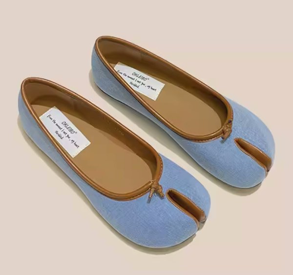 画像5: denim flat tabi pumps slip-on shoes　デニム フラット足袋たびパンプス バレーシューズ (5)