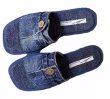 画像1: Unisex Denim metal buckle slippers flats sandals  casual shoes  　ユニセックスメタルデニム フラットサンダルスリッパ (1)