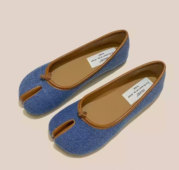 画像4: denim flat tabi pumps slip-on shoes　デニム フラット足袋たびパンプス バレーシューズ (4)
