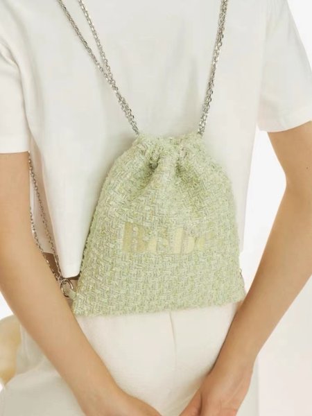 画像7: Tweed Drawstring Chain Backpack Mini Backpack Tote Shoulder bag　ツイードチェーンミニバックパックトートショルダバッグ (7)