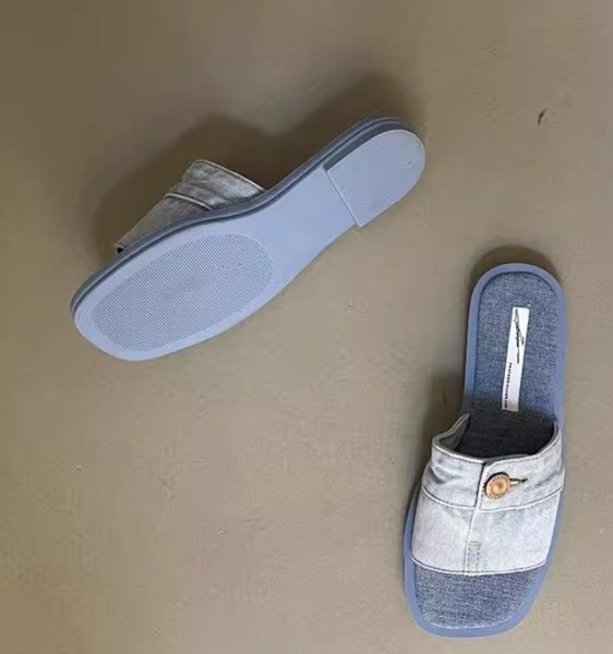 画像9: Unisex Denim metal buckle slippers flats sandals  casual shoes  　ユニセックスメタルデニム フラットサンダルスリッパ (9)