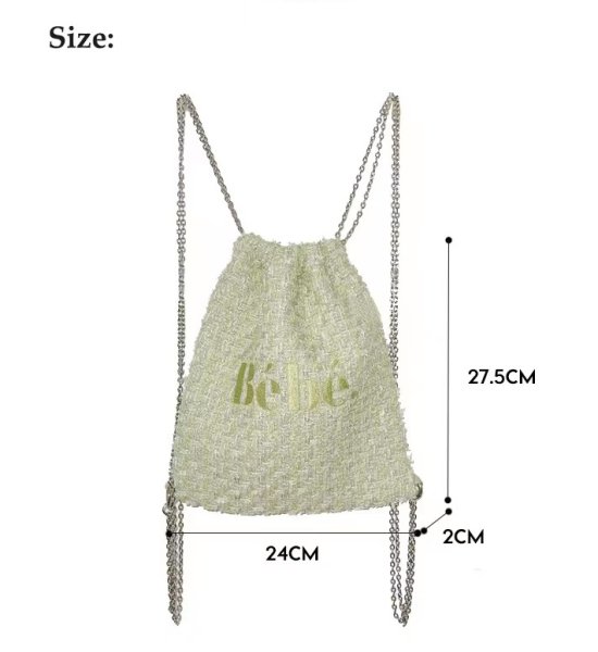 画像14: Tweed Drawstring Chain Backpack Mini Backpack Tote Shoulder bag　ツイードチェーンミニバックパックトートショルダバッグ (14)