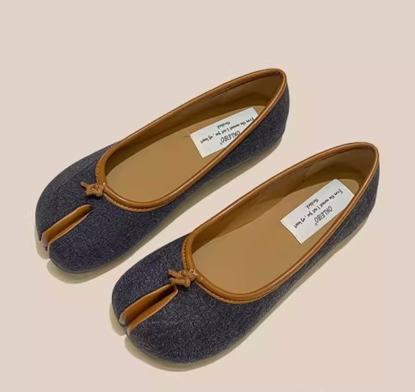 画像2: denim flat tabi pumps slip-on shoes　デニム フラット足袋たびパンプス バレーシューズ (2)