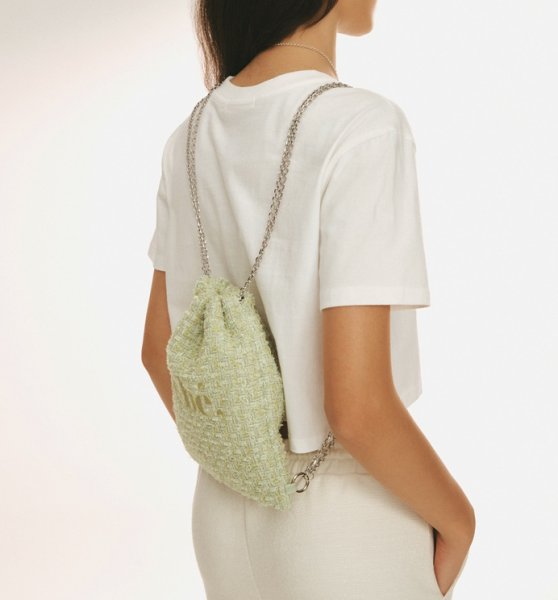 画像10: Tweed Drawstring Chain Backpack Mini Backpack Tote Shoulder bag　ツイードチェーンミニバックパックトートショルダバッグ (10)