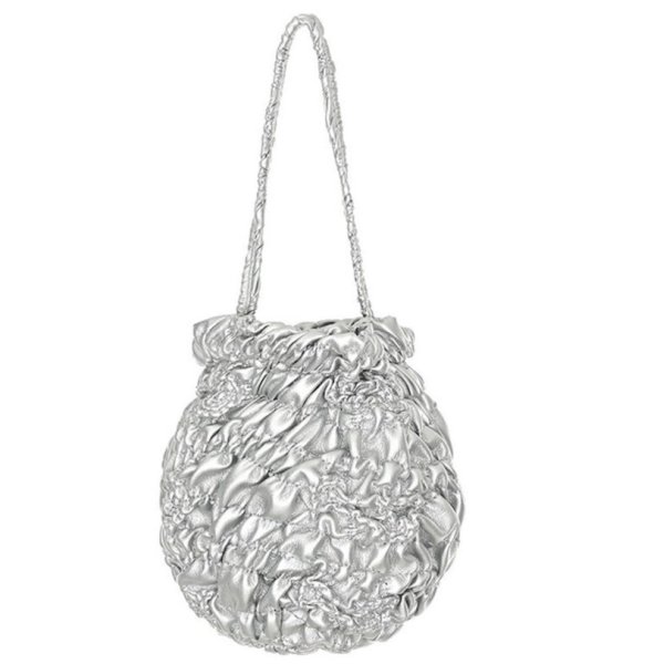 画像1: Gathered Bucket Crossbody Tote Shoulder Bag　ギャザークシュクシュミニバケットクロスボディートートショルダバッグ (1)
