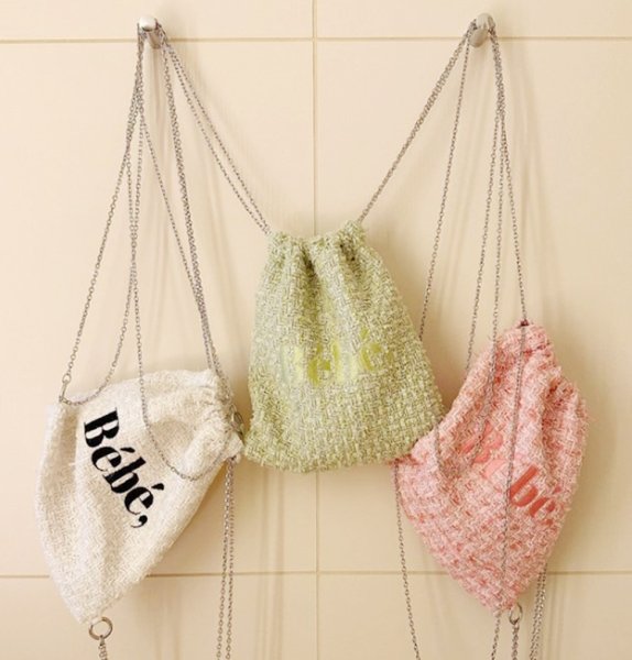 画像11: Tweed Drawstring Chain Backpack Mini Backpack Tote Shoulder bag　ツイードチェーンミニバックパックトートショルダバッグ (11)