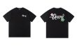 画像1: Women's round neck flower art letters short-sleeved T-shirt   フラワーアートプリント半袖 Tシャツ (1)