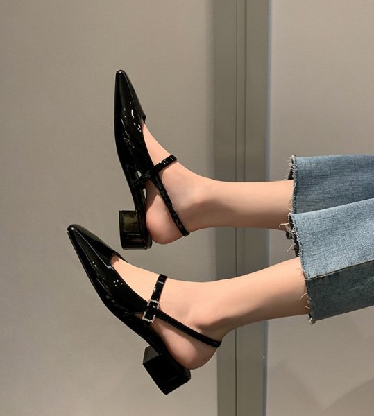 画像8: mary jane  back strap half pumps Mule slipper casual shoes  　レザーメリージェーンハーフパンプスミュールサンダルスリッパ (8)