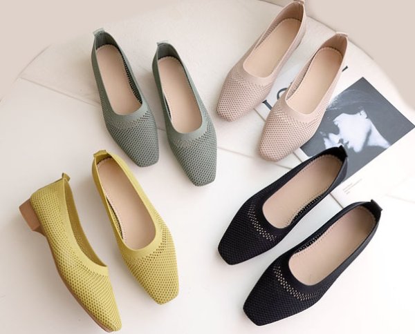 画像5: Square toe soft sole beanie shoes flat pumps slip-on shoes　スクエアトゥ ソフトソール ビーニーフラットパンプス バレーシューズ (5)