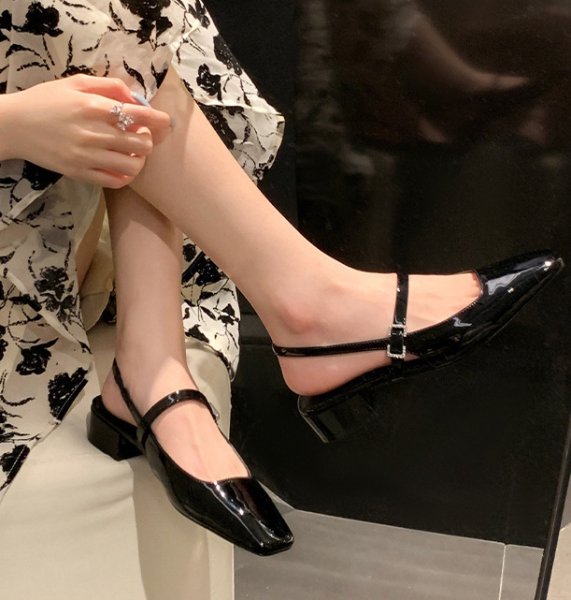 画像9: mary jane  back strap half pumps Mule slipper casual shoes  　レザーメリージェーンハーフパンプスミュールサンダルスリッパ (9)