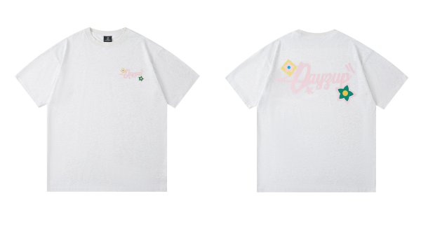 画像3: Women's round neck flower art letters short-sleeved T-shirt   フラワーアートプリント半袖 Tシャツ (3)