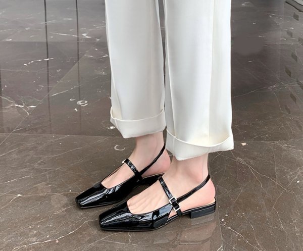 画像4: mary jane  back strap half pumps Mule slipper casual shoes  　レザーメリージェーンハーフパンプスミュールサンダルスリッパ (4)