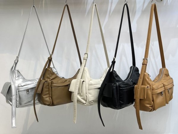 画像7: pocket twin  Crossbody Tote Shoulder Bag　ワークウェアスタイルポケットツインバッグクロスボディートートショルダバッグ (7)