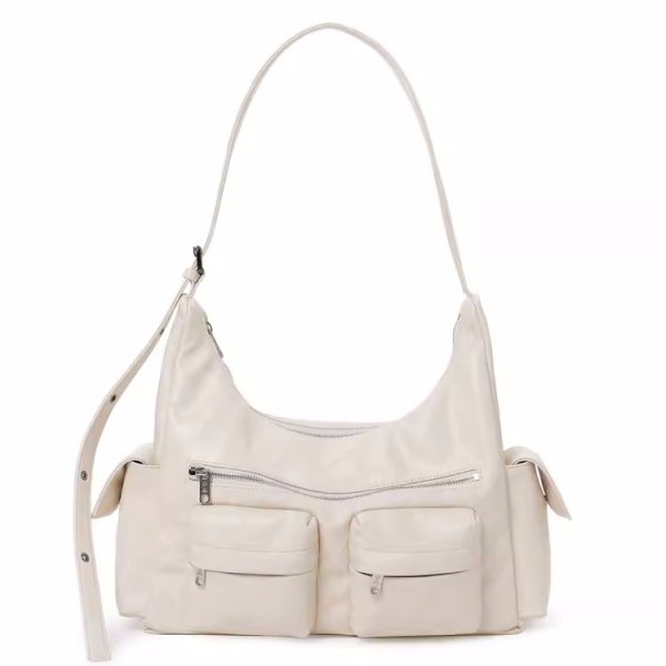 画像1: pocket twin  Crossbody Tote Shoulder Bag　ワークウェアスタイルポケットツインバッグクロスボディートートショルダバッグ (1)