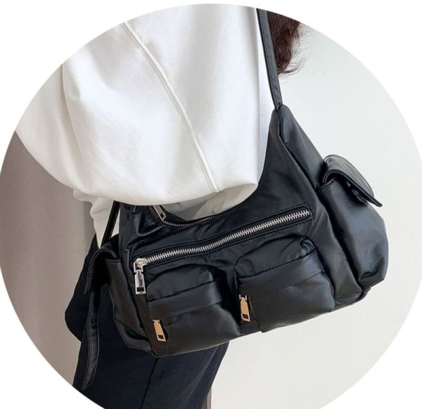画像9: pocket twin  Crossbody Tote Shoulder Bag　ワークウェアスタイルポケットツインバッグクロスボディートートショルダバッグ (9)