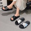 画像4: rhinestone platform sandals slippers casual shoes  　男女兼用ユニセックスレザーラインストーン厚底 フラットサンダルスリッパ (4)