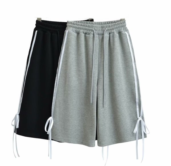 画像6: side drawstring bow half sweatpants　サイドリボンライン付きハーフ5分丈スウェットパンツ (6)