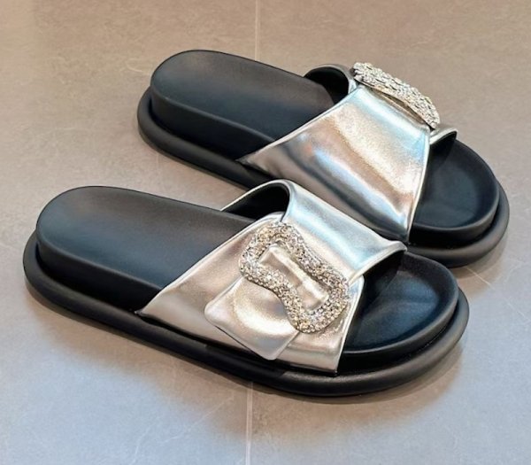 画像7: rhinestone platform sandals slippers casual shoes  　男女兼用ユニセックスレザーラインストーン厚底 フラットサンダルスリッパ (7)