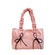 画像4: pleated cloud ribbon tote shoulder bag　ギャザーハンドル リボン付きトートショルダバッグ 通勤通学ショッピング (4)