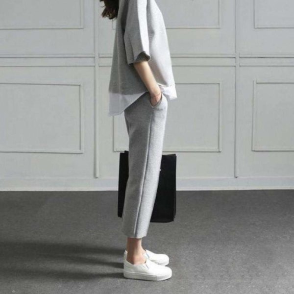 画像3: Women's Layered style sweat set cropped pants　スウェットセットアップ クロップドパンツ (3)