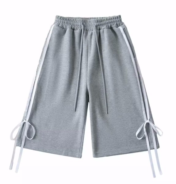 画像2: side drawstring bow half sweatpants　サイドリボンライン付きハーフ5分丈スウェットパンツ (2)