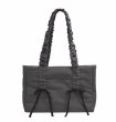 画像1: pleated cloud ribbon tote shoulder bag　ギャザーハンドル リボン付きトートショルダバッグ 通勤通学ショッピング (1)
