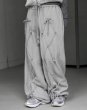 画像1: Lace-up ribbon sweat wide pants sweatpants　レースアップ リボン ボウ スウェット ワイド パンツスウェットパンツ (1)