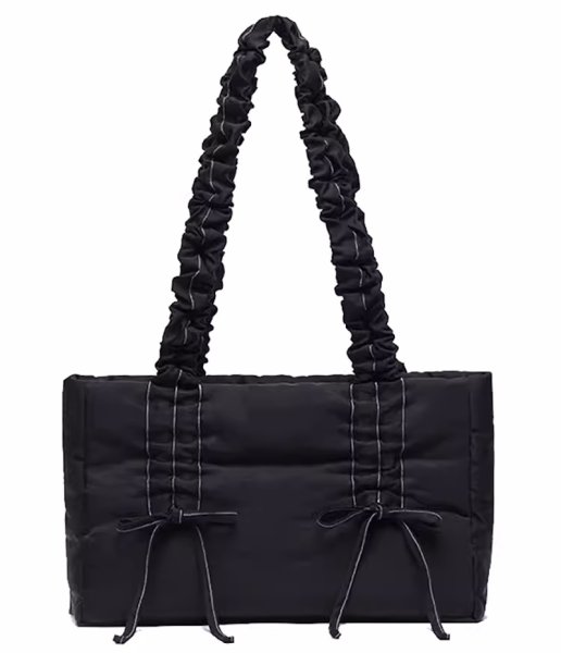 画像16: pleated cloud ribbon tote shoulder bag　ギャザーハンドル リボン付きトートショルダバッグ 通勤通学ショッピング (16)