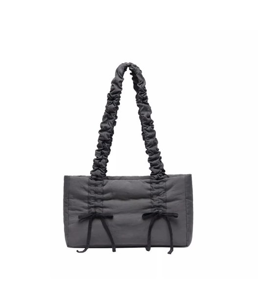 画像12: pleated cloud ribbon tote shoulder bag　ギャザーハンドル リボン付きトートショルダバッグ 通勤通学ショッピング (12)