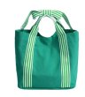 画像1: striped ribbon canvas bag handbag  tote bag 　キャンバスリボンハンドルトートバッグ (1)