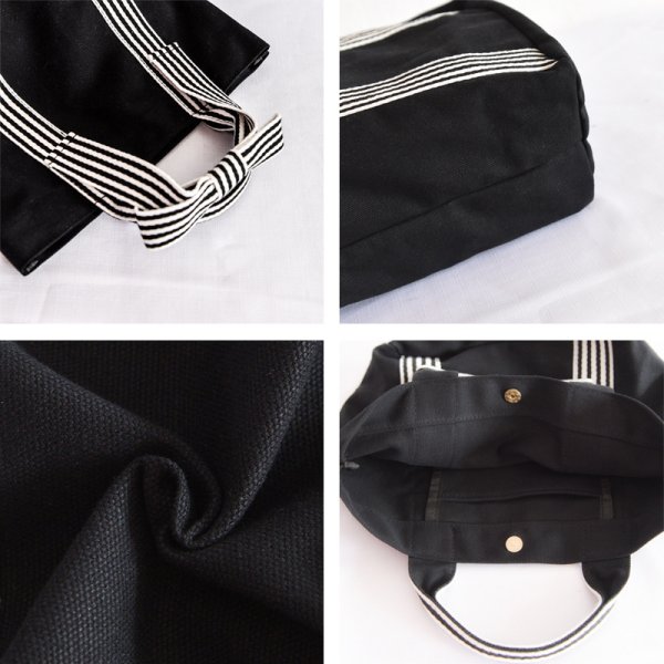 画像5: striped ribbon canvas bag handbag  tote bag 　キャンバスリボンハンドルトートバッグ (5)
