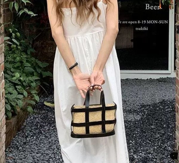 画像3: side leather surround basket bag basket handbag  tote bag 　レザー囲みトート籠かごバッグ (3)