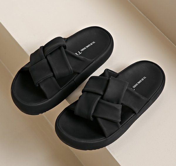 画像3: Soft sole leather platform flat sandals slippers casual shoes  　男女兼用ユニセックスレザー厚底 ソフトソールフラットサンダルスリッパ (3)