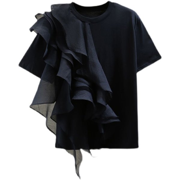 画像1: Women's Ruffle blouse lace blouse T-shirt　フリルラッフルTシャツ　ブラウス (1)