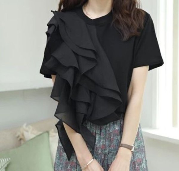 画像5: Women's Ruffle blouse lace blouse T-shirt　フリルラッフルTシャツ　ブラウス (5)