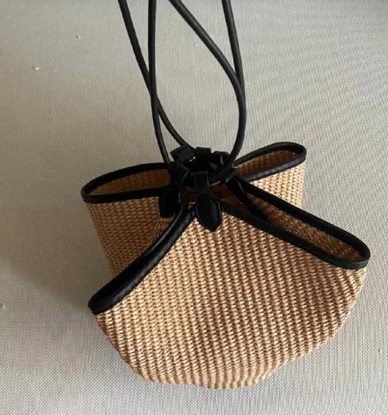 画像12:  French holiday style portable bucket straw bagbasket handbag  tote bag 　フレンチポータブルバケットトートショルダー籠かごバッグ (12)