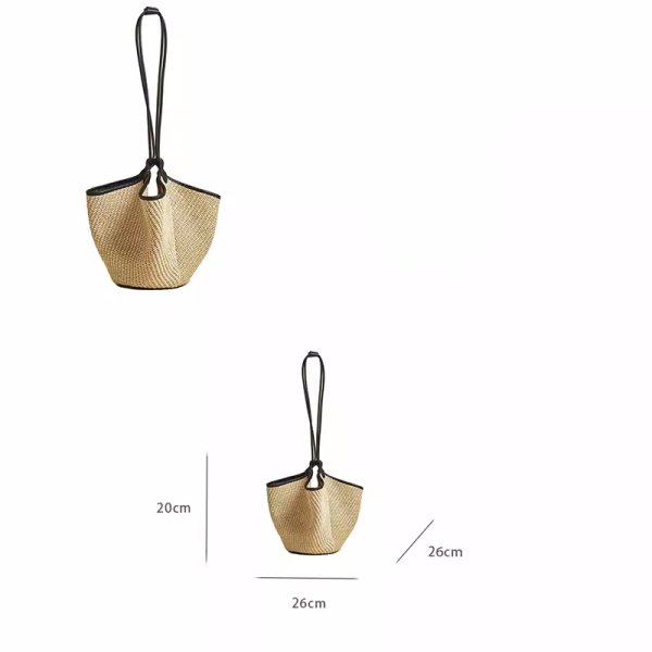 画像14:  French holiday style portable bucket straw bagbasket handbag  tote bag 　フレンチポータブルバケットトートショルダー籠かごバッグ (14)