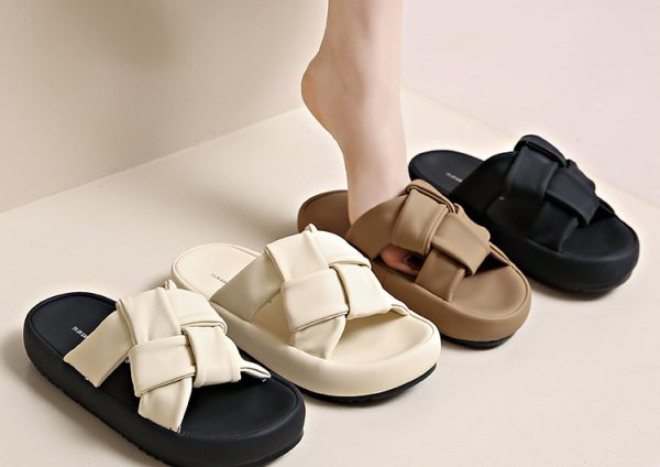 画像4: Soft sole leather platform flat sandals slippers casual shoes  　男女兼用ユニセックスレザー厚底 ソフトソールフラットサンダルスリッパ (4)