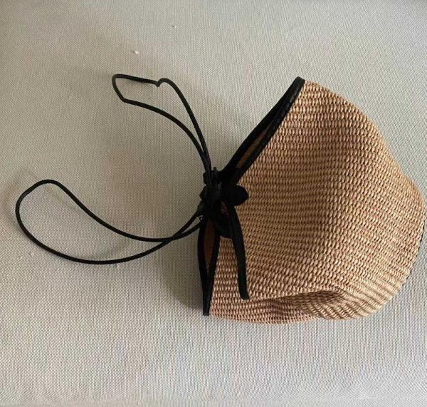 画像10:  French holiday style portable bucket straw bagbasket handbag  tote bag 　フレンチポータブルバケットトートショルダー籠かごバッグ (10)