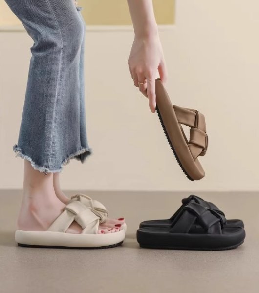 画像6: Soft sole leather platform flat sandals slippers casual shoes  　男女兼用ユニセックスレザー厚底 ソフトソールフラットサンダルスリッパ (6)