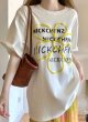 画像2: Letter logo & flower T SHIRT　男女兼用ユニセックスレターロゴ＆フラワープリントオバーサイズ半袖Tシャツ  (2)