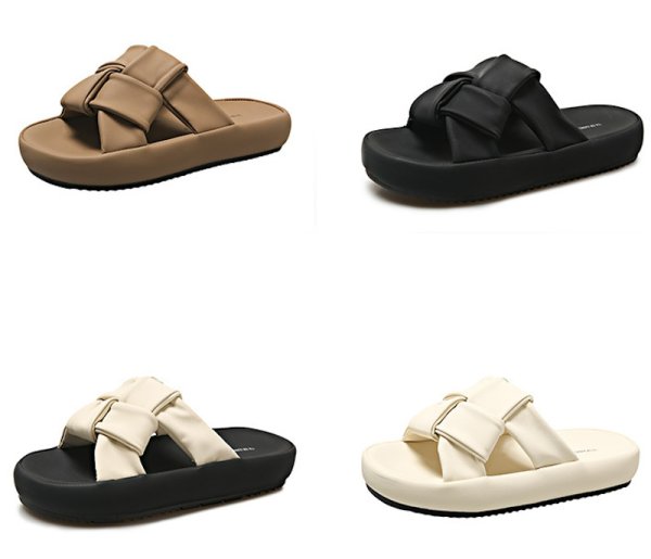 画像2: Soft sole leather platform flat sandals slippers casual shoes  　男女兼用ユニセックスレザー厚底 ソフトソールフラットサンダルスリッパ (2)