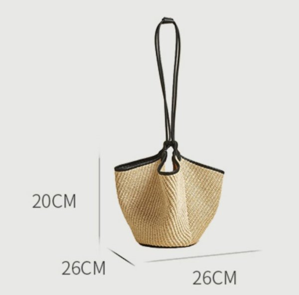 画像11:  French holiday style portable bucket straw bagbasket handbag  tote bag 　フレンチポータブルバケットトートショルダー籠かごバッグ (11)