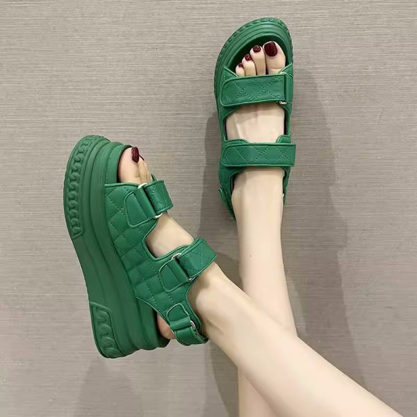 画像2: Leather Quilted Platform Sports Sandals slippers casual shoes  　レザー厚底キルティングフラットサンダルスリッパ (2)